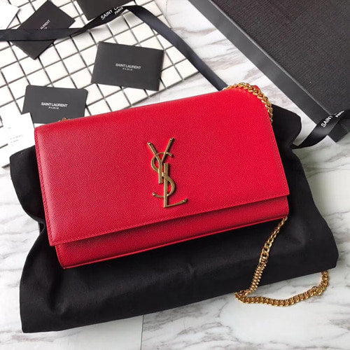 세인트로랑 small kate grained leather crossbody bag RED